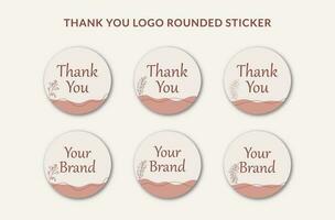 Printable Thank You Badge Label and Brand Logo Label or Sticker Isolated in Rounded Shape. Suitable for Online Small Business Fashion, Cosmetic, Beauty, Feminine, etc vector