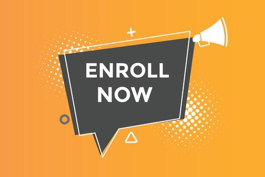 Enroll now button web banner templates. Vector Illustration