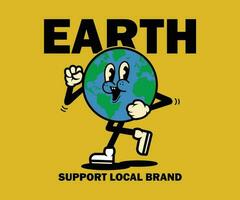 Retro Poster cartoon character of earth Graphic Design for T shirt Street Wear and Urban Style vector