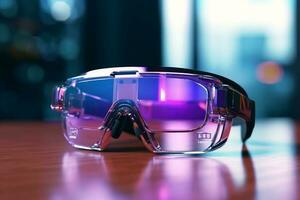 3D render AR glasses spectacle in neon photo