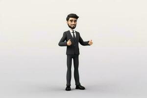 3D render professional businessman stand and thumb up photo