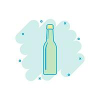 Vector cartoon wine, beer bottle icon in comic style. Alcohol bottle concept illustration pictogram. Beer, vodka, wine business splash effect concept.