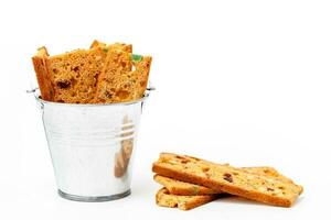 Homemade delicious biscotti on white background photo