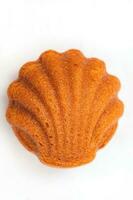 Madeleine cakes with a distinctive shell-like shape on white background photo