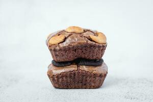 Brownies cake on white background photo