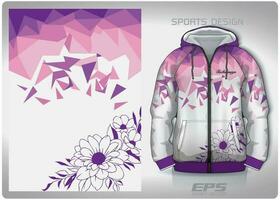 Vector sports shirt background image.purple flowers and broken glass pattern design, illustration, textile background for sports long sleeve hoodie, jersey hoodie