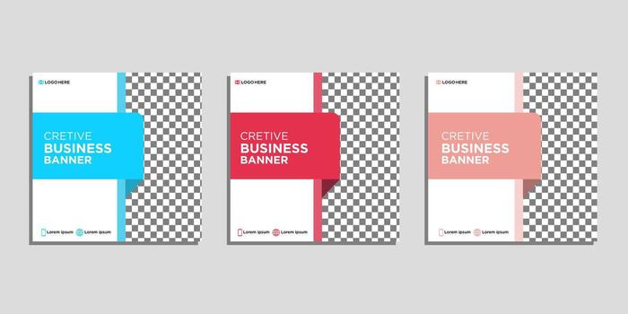 colección de editable cuadrado negocio web bandera diseño plantillas. antecedentes degradado color. Perfecto para social medios de comunicación publicaciones, cuentos vector