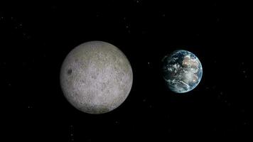planeta tierra globo y Luna en espacio universo galaxia video