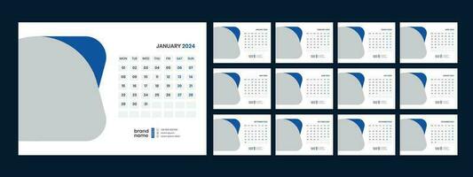 desk calendar 2024 template design vector