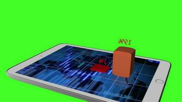 un' tavoletta computer con un' grafico su esso mostrando attività commerciale i saldi profitti grafici diagrammi video