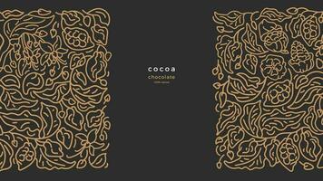 cacao dorado borde. Arte línea modelo vector choco