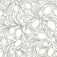 Olive twig seamless pattern Vector art line sketch