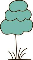 Vector cartoon tree icon. Vector green tree with grass icon.