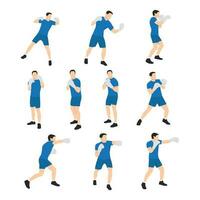 Man doing boxing moves exercise. Jab Cross Hook and Uppercut movement. Shadow boxing. vector