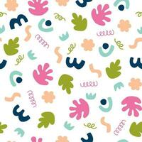 Abstract shape seamless pattern. Background for children, textile, wallpaper, scrapbooking. Trendy vector texture design with basic shapes.