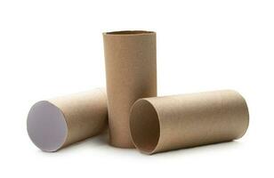 Short tissue paper cores in stack isolated on white background with clipping path. photo