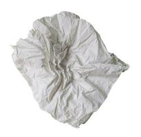 Single screwed or crumpled tissue paper or napkin in strange shape after use in toilet or restroom isolated on white background with clipping path. photo