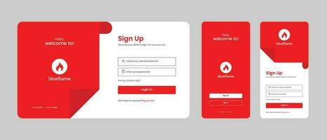 set of sign up and sign in forms. professional mobile app sign in page. register page vector illustration.