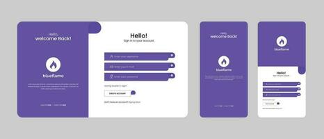 set of sign up and sign in forms. professional mobile app sign in page. register page vector illustration.