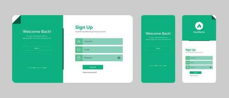 set of sign up and sign in forms. professional mobile app sign in page. register page vector illustration.