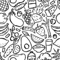 Healthy food pattern. Drawn healthy food background vector