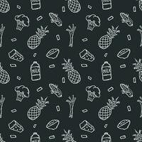 Healthy food pattern. Drawn healthy food background vector