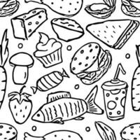 Seamless food pattern. Doodle food background vector