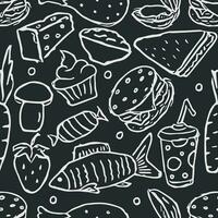 Seamless food pattern. Doodle food background vector