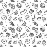 Seamless food pattern. Doodle food background vector