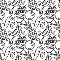 Healthy food pattern. Drawn healthy food background vector