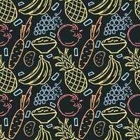 Healthy food pattern. Drawn healthy food background vector