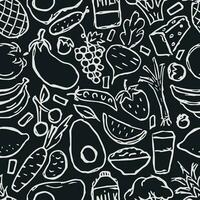 Healthy food pattern. Drawn healthy food background vector