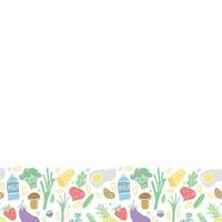 Healthy food frame. Drawn healthy food background vector