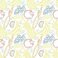 Healthy food pattern. Drawn healthy food background vector