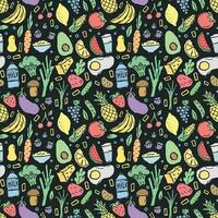 Healthy food pattern. Drawn healthy food background vector