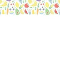 Healthy food frame. Drawn healthy food background vector