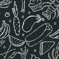 Seamless food pattern. Doodle food background vector