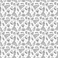 Seamless food pattern. Doodle food background vector