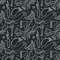 Seamless food pattern. Doodle food background vector