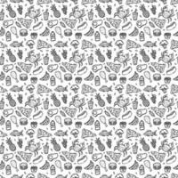 Seamless food pattern. Doodle food background vector