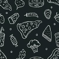 Seamless food pattern. Doodle food background vector