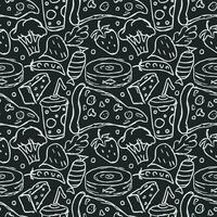 Seamless food pattern. Doodle food background vector