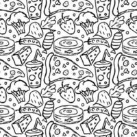 Seamless food pattern. Doodle food background vector