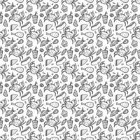 Seamless food pattern. Doodle food background vector