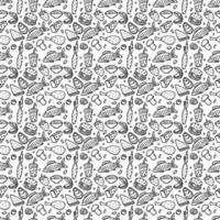 Seamless food pattern. Doodle food background vector