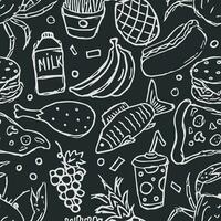 Seamless food pattern. Doodle food background vector