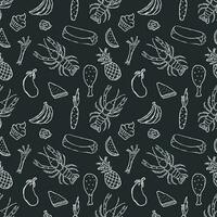 Seamless food pattern. Doodle food background vector