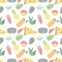 Seamless food pattern. Doodle food background vector