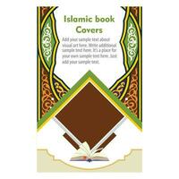 Islamic cover design, arabic pattern ornamental background and border frame vector