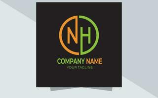 letter n h logo design template vector